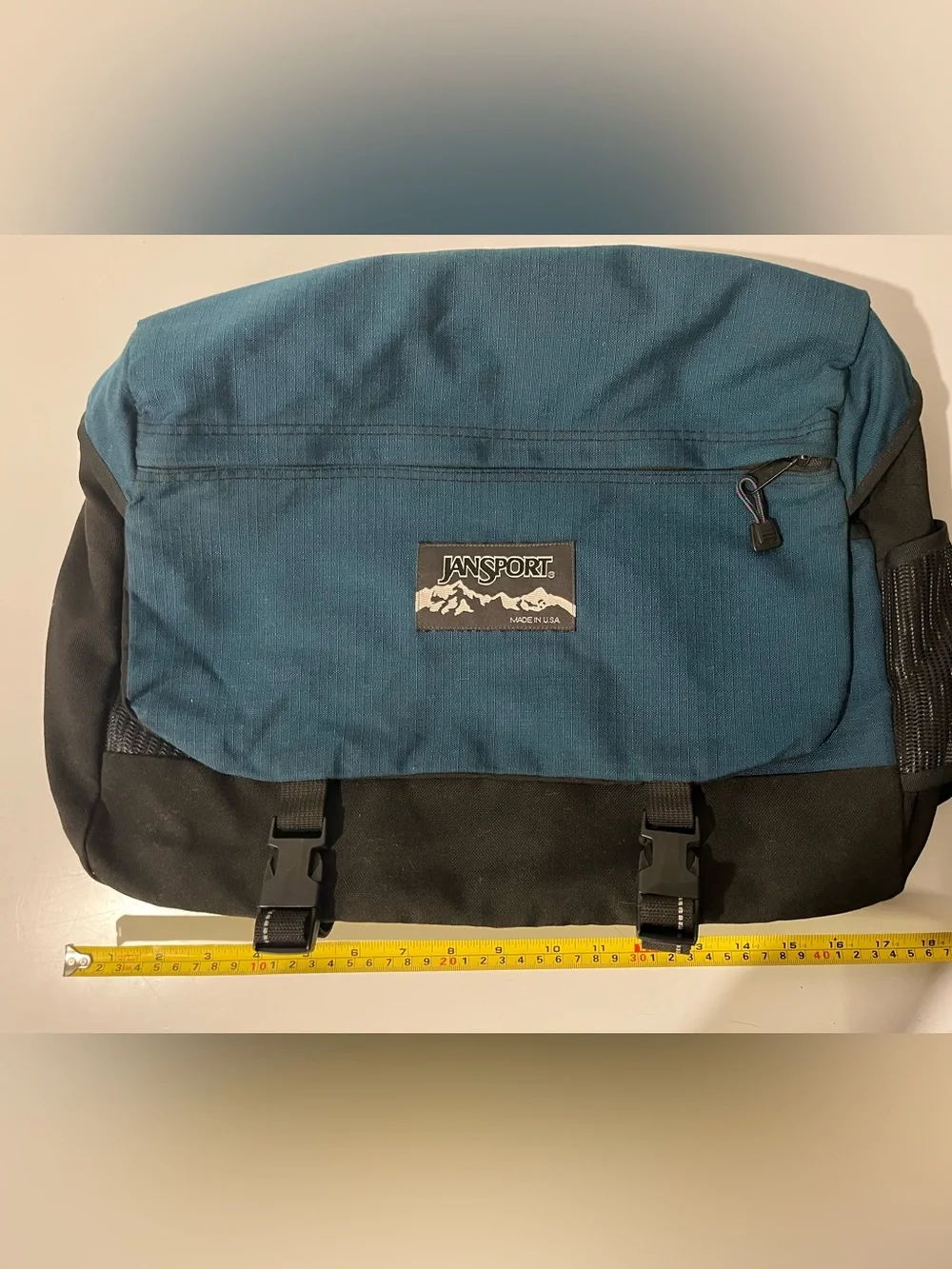 Vintage Jansport Made in USA large teal messenger bag